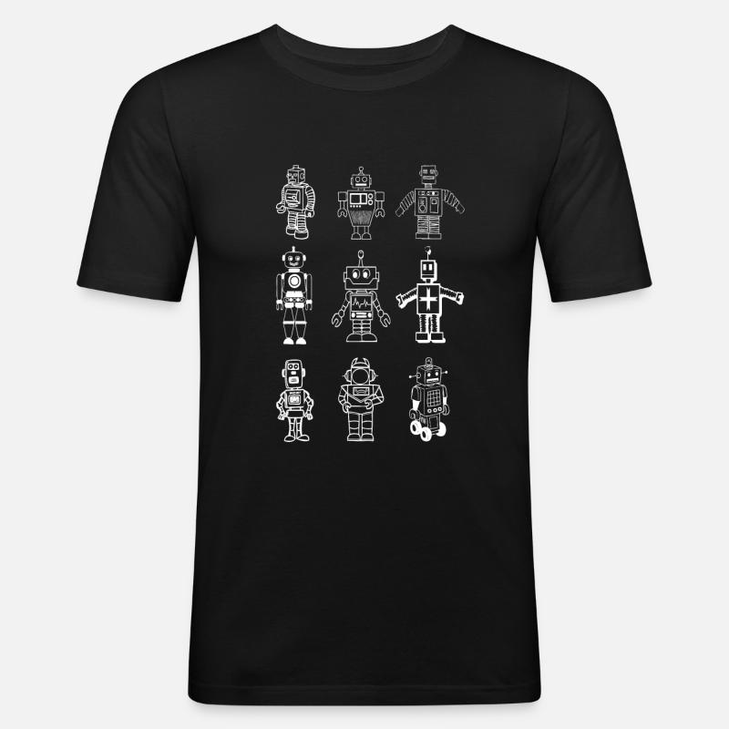 Robots Robotisc Engeneering - Männer Slim Fit T-Shirt - Schwarz
