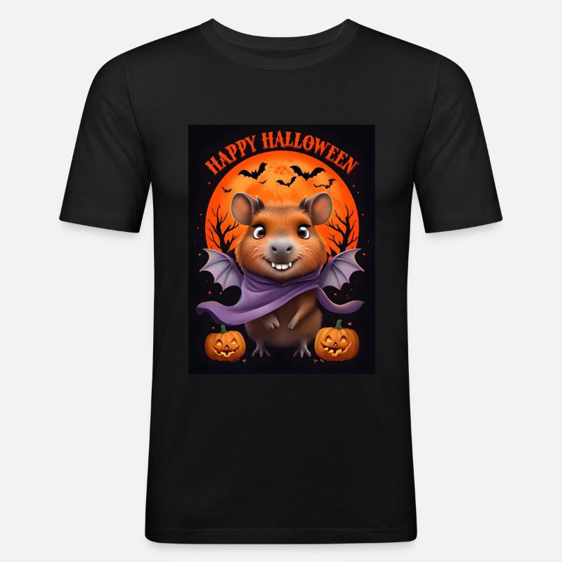 Halloween Capybara Geist Geschenkidee - Männer Slim Fit T-Shirt - Schwarz