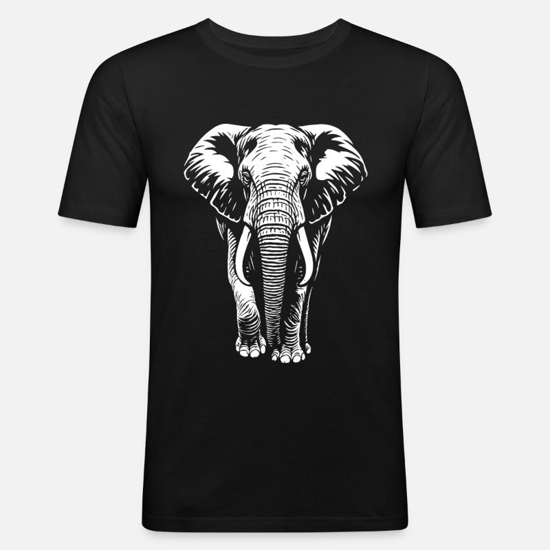 Elefant - Großwild, Stoßzahn, Elfenbein - Männer Slim Fit T-Shirt - Schwarz