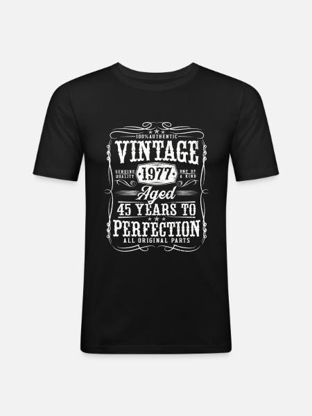 45 birthday vintage born in 1977 - Men's Slim Fit T-Shirt - black