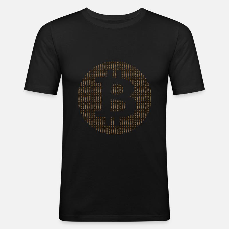 Bitcoin cryptocurrency crypto binary orange - Men's Slim Fit T-Shirt - black