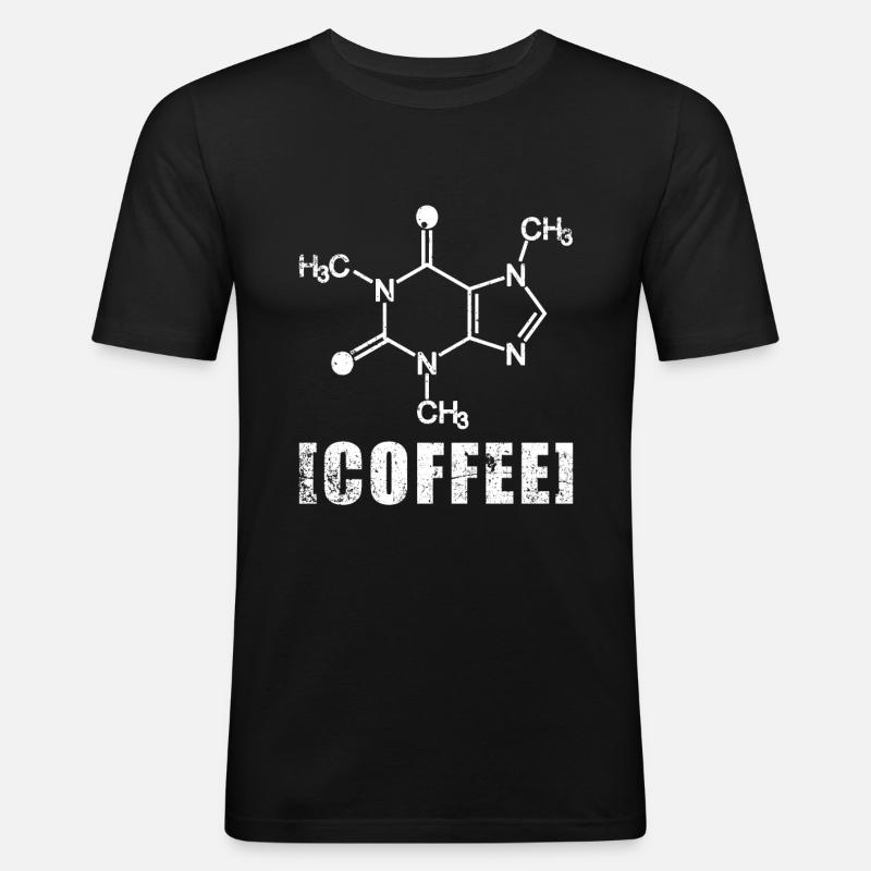 Formula chimica del caffè - Maglietta aderente da uomo - nero
