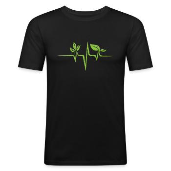 Idée cadeau Environnement rythme cardiaque - T-shirt près du corps Homme - noir - Devant - Nik (191cm)