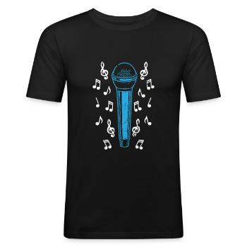 Karaoké - T-shirt près du corps Homme - noir - Devant - Nik (191cm)