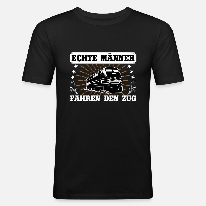 Lokführer Geschenk - Männer Slim Fit T-Shirt - Schwarz