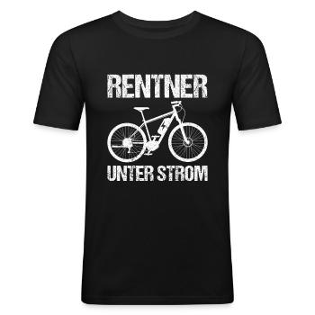 Rentner E-Bike Spruch - Männer Slim Fit T-Shirt - Schwarz - Vorne - Nik (191cm)