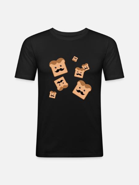 Toast with moustache - Men's Slim Fit T-Shirt - black