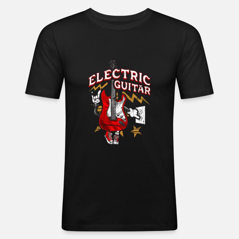 Rock E-Gitarre - Männer Slim Fit T-Shirt - Schwarz