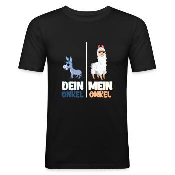Mein Onkel Dein Onkel Lustiges Lama Geschenk - Männer Slim Fit T-Shirt - Schwarz - Vorne - Nik (191cm)