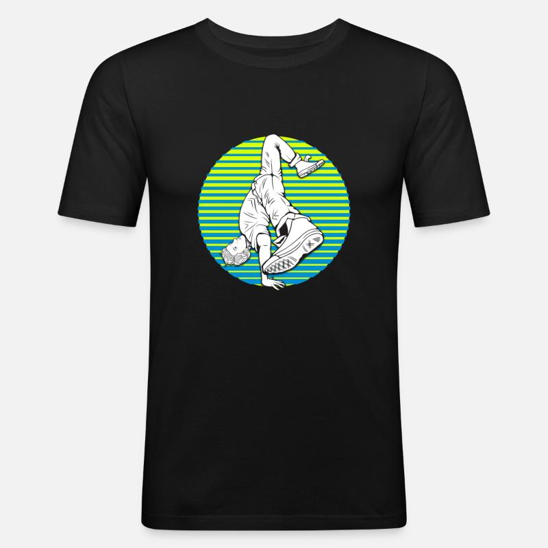 Breakdance Breakdancer Silhouette Geschenk - Männer Slim Fit T-Shirt - Schwarz