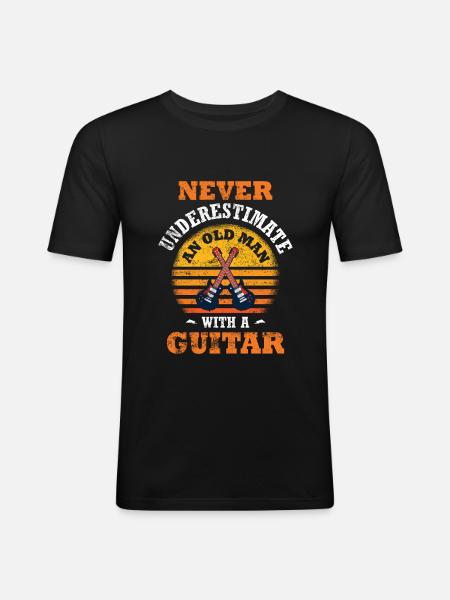 Guitariste Papa - T-shirt près du corps Homme - noir