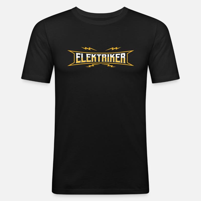 Elektriker Elektrotechniker Strippenzieher Blitz - Männer Slim Fit T-Shirt - Schwarz