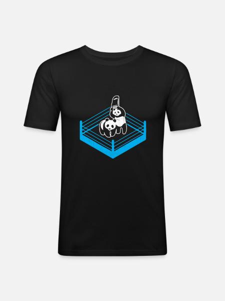 Panda Wrestling - Männer Slim Fit T-Shirt - Schwarz