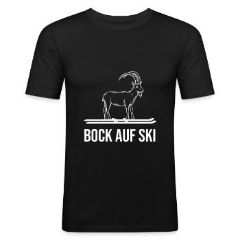 Bock auf Ski Steinbock Ziege Skifahrer Geschenk - Männer Slim Fit T-Shirt - Schwarz - Vorne - Nik (191cm)