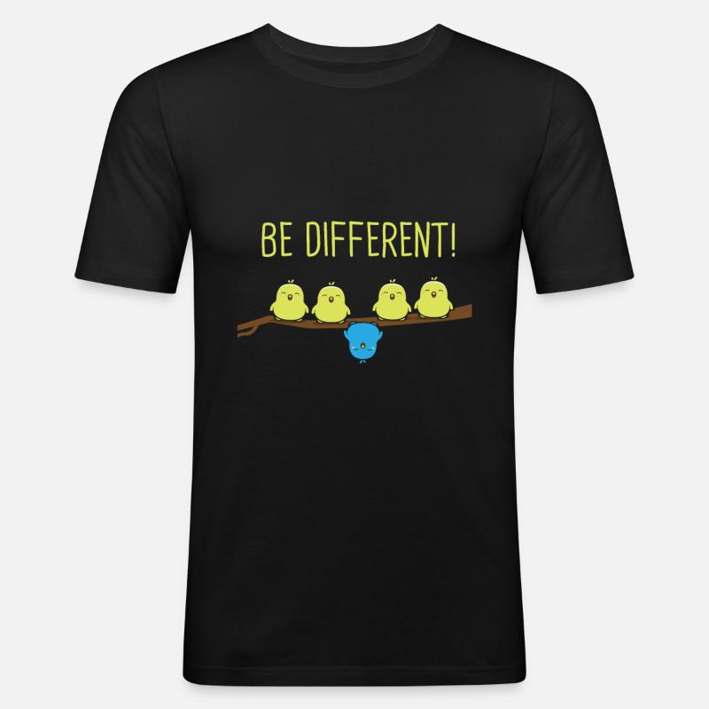 Be different ondulation oiseau - T-shirt près du corps Homme - noir