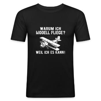 Modellflieger Modellflug Pilot RC Flugzeug Spruch - Männer Slim Fit T-Shirt - Schwarz - Vorne - Nik (191cm)