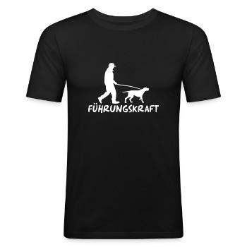 Hund Führungskraft Herrchen Hunde Gassi Gehen - Männer Slim Fit T-Shirt - Schwarz - Vorne - Nik (191cm)