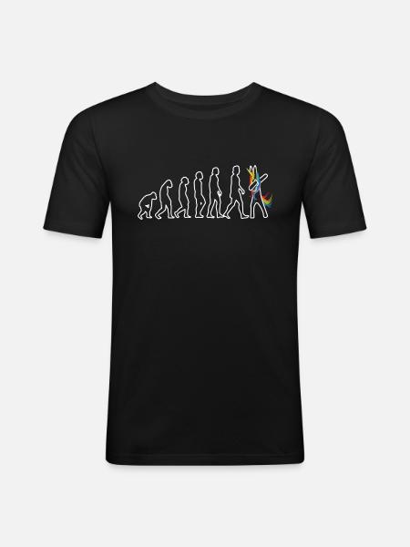 Evolution Einhorn dabbend - Männer Slim Fit T-Shirt - Schwarz