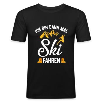Skiing on a skiing holiday - Men's Slim Fit T-Shirt - black - Front - Nik (191cm)