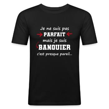 banquier homme parfait perfection banque argent - T-shirt près du corps Homme - noir - Devant - Nik (191cm)