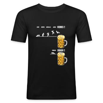 Lustige Biersprüche für Biertrinker - Bierliebhaber - Männer Slim Fit T-Shirt - Schwarz - Vorne - Nik (191cm)