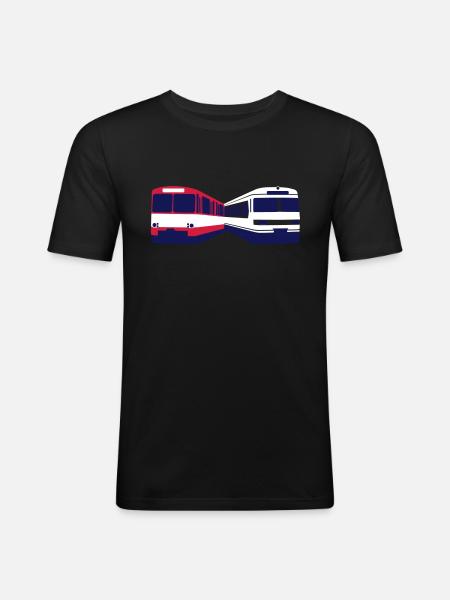 U-und S-Bahn Frankfurt - Männer Slim Fit T-Shirt - Schwarz