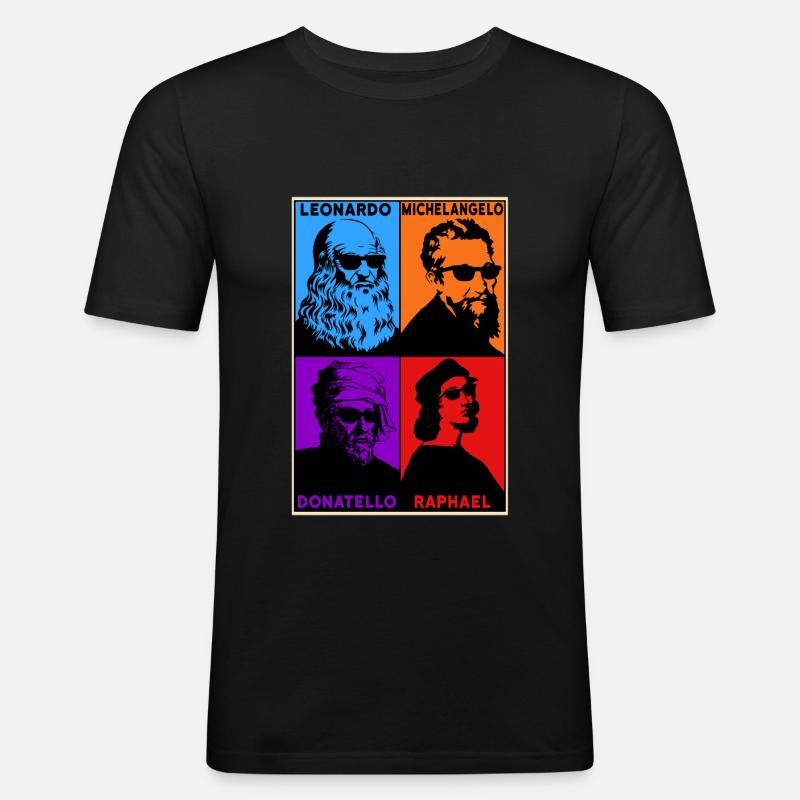 Leonardo Michelangelo Donatello Raphael - Männer Slim Fit T-Shirt - Schwarz