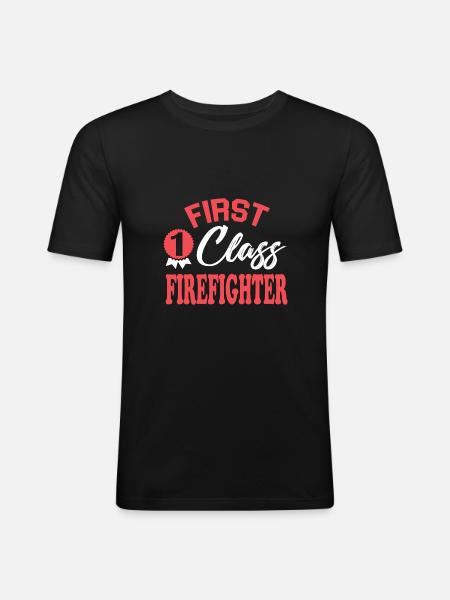 First-class firefighter - Men's Slim Fit T-Shirt - black