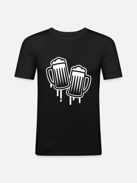 bier glas symbol - Männer Slim Fit T-Shirt - Schwarz