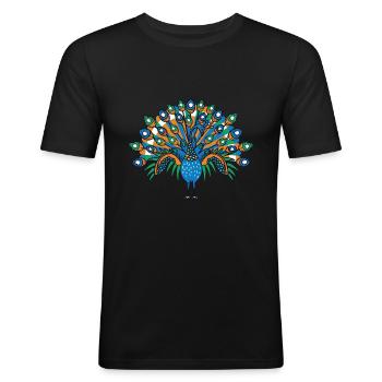 Schöner Pfau Zookeeper. Gift - Männer Slim Fit T-Shirt - Schwarz - Vorne - Nik (191cm)
