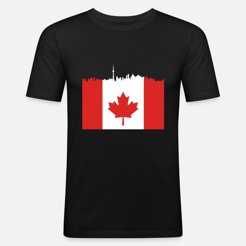Skyline Maple Leaf kanadisch Geschenk - Männer Slim Fit T-Shirt - Schwarz