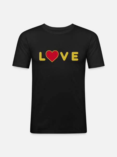 LOVE design with heart - Men's Slim Fit T-Shirt - black