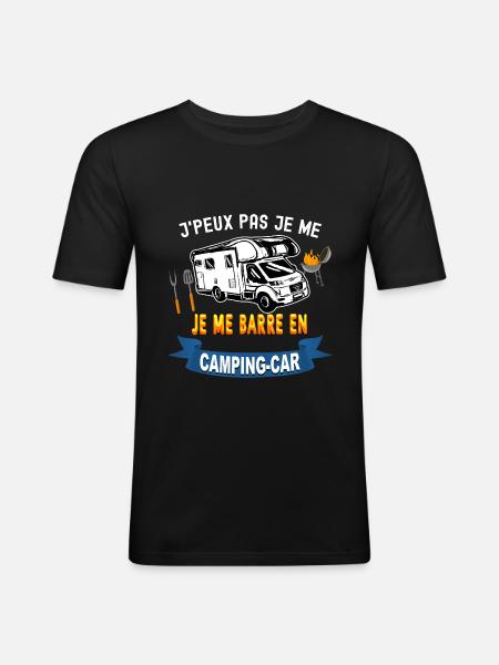Camping-car papa - T-shirt près du corps Homme - noir