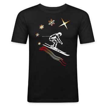 Motiv Skifahren Winterurlaub Geschenk - Männer Slim Fit T-Shirt - Schwarz - Vorne - Nik (191cm)
