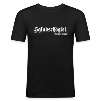 Es Klatscht gleich Sächsisch Ossi DDR Geschenk Ost - Männer Slim Fit T-Shirt - Schwarz - Vorne - Nik (191cm)