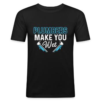 Faites-vous mouiller Happy Worker Gift - T-shirt près du corps Homme - noir - Devant - Nik (191cm)