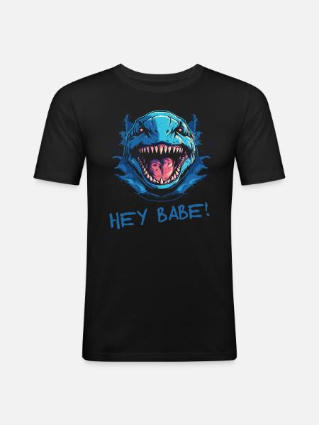 Angry funny turtle, hey babes! - Men's Slim Fit T-Shirt - black