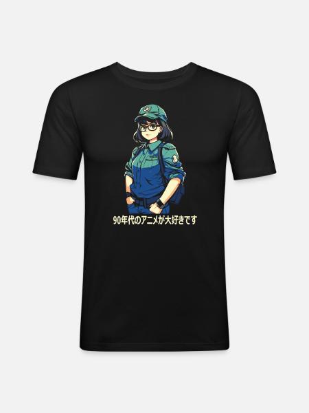 I love 90's anime - Men's Slim Fit T-Shirt - black