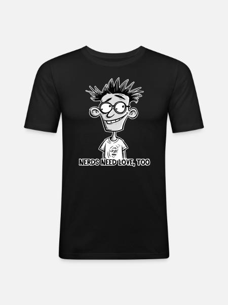 Nerds need love too - Men's Slim Fit T-Shirt - black