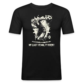 Mein letzter Elfmeter: Zombie-Fußball - Männer Slim Fit T-Shirt - Schwarz - Vorne - Nik (191cm)