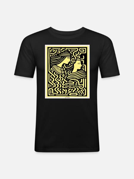 Two lovers in a labyrinth - Men's Slim Fit T-Shirt - black