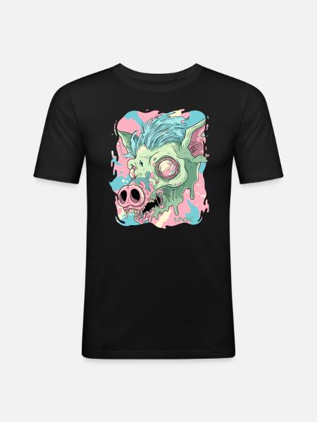 Psychedelic Acid Pig - Men's Slim Fit T-Shirt - black