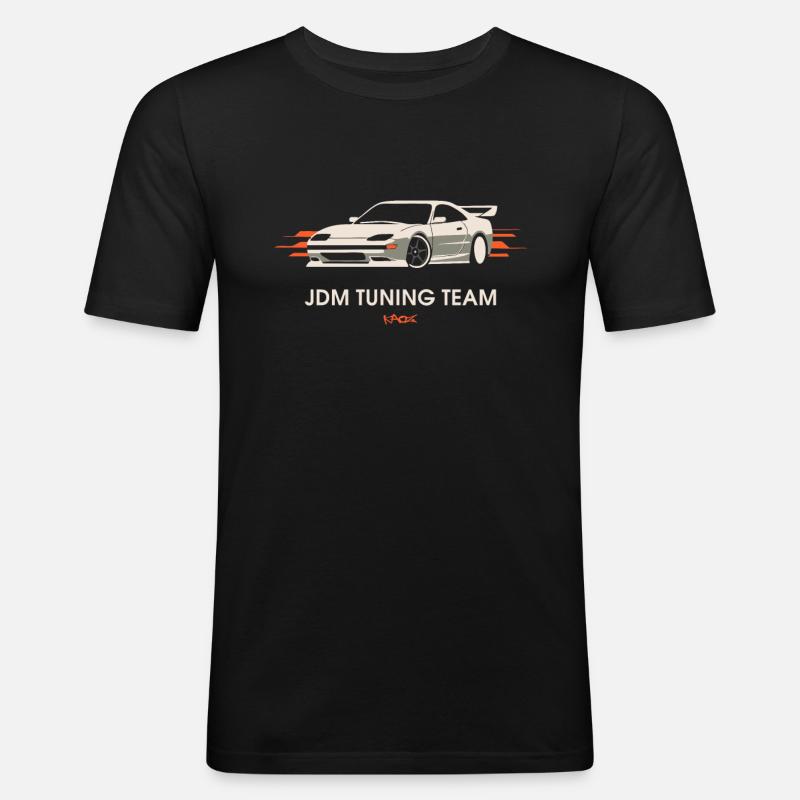 JDM Tuning Team - Männer Slim Fit T-Shirt - Schwarz