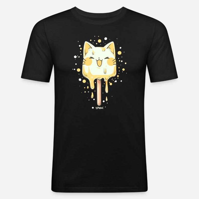 Eis Katze am Stil - Männer Slim Fit T-Shirt - Schwarz