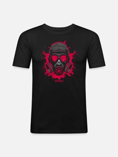 Red Gas Mask - Men's Slim Fit T-Shirt - black
