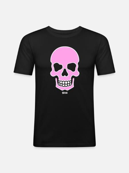 A Smiling Pink Skull Skull - Men's Slim Fit T-Shirt - black