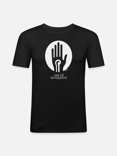 Greeting Hand: Salve Humanum - Men's Slim Fit T-Shirt - black