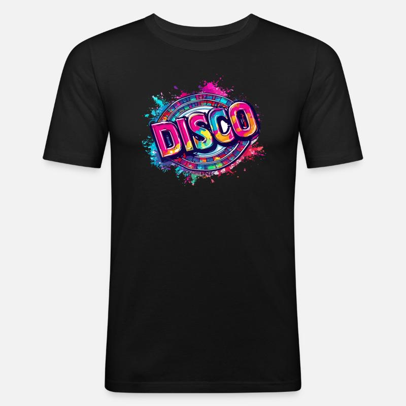 Super cooles Disco-Design - Männer Slim Fit T-Shirt - Schwarz