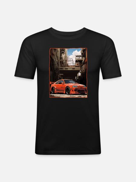 Brutalism Anime JDM Car - Men's Slim Fit T-Shirt - black