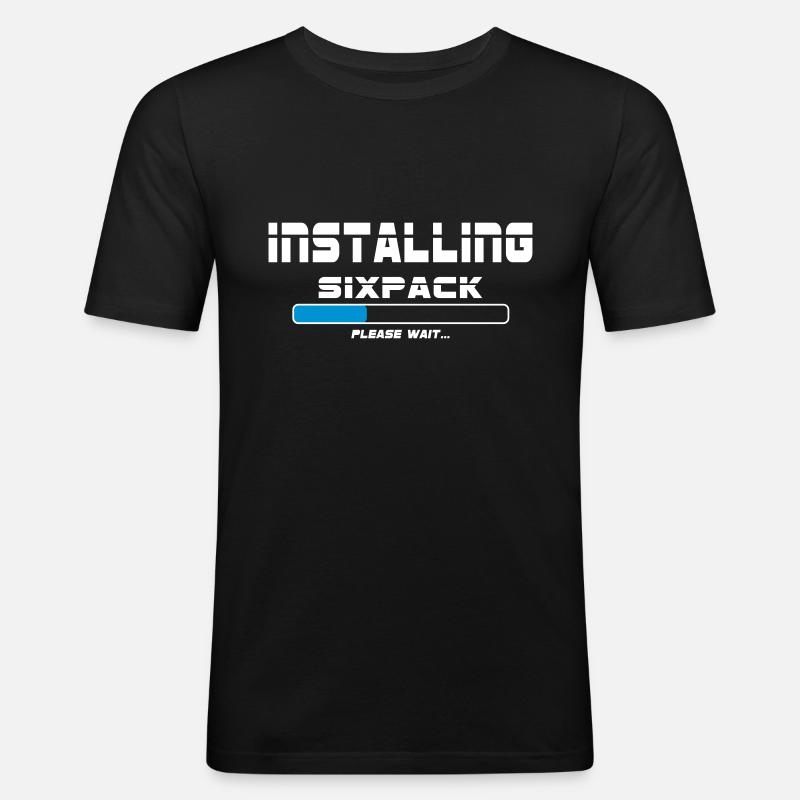 installing sixpack - Männer Slim Fit T-Shirt - Schwarz